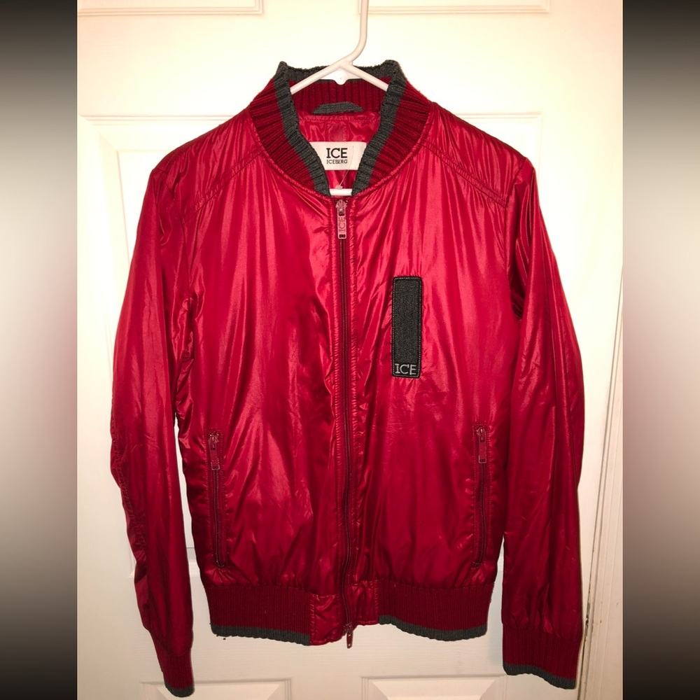 ❤️ IceBerg Red Flight Zip Up Jacket Sz L Vintage
